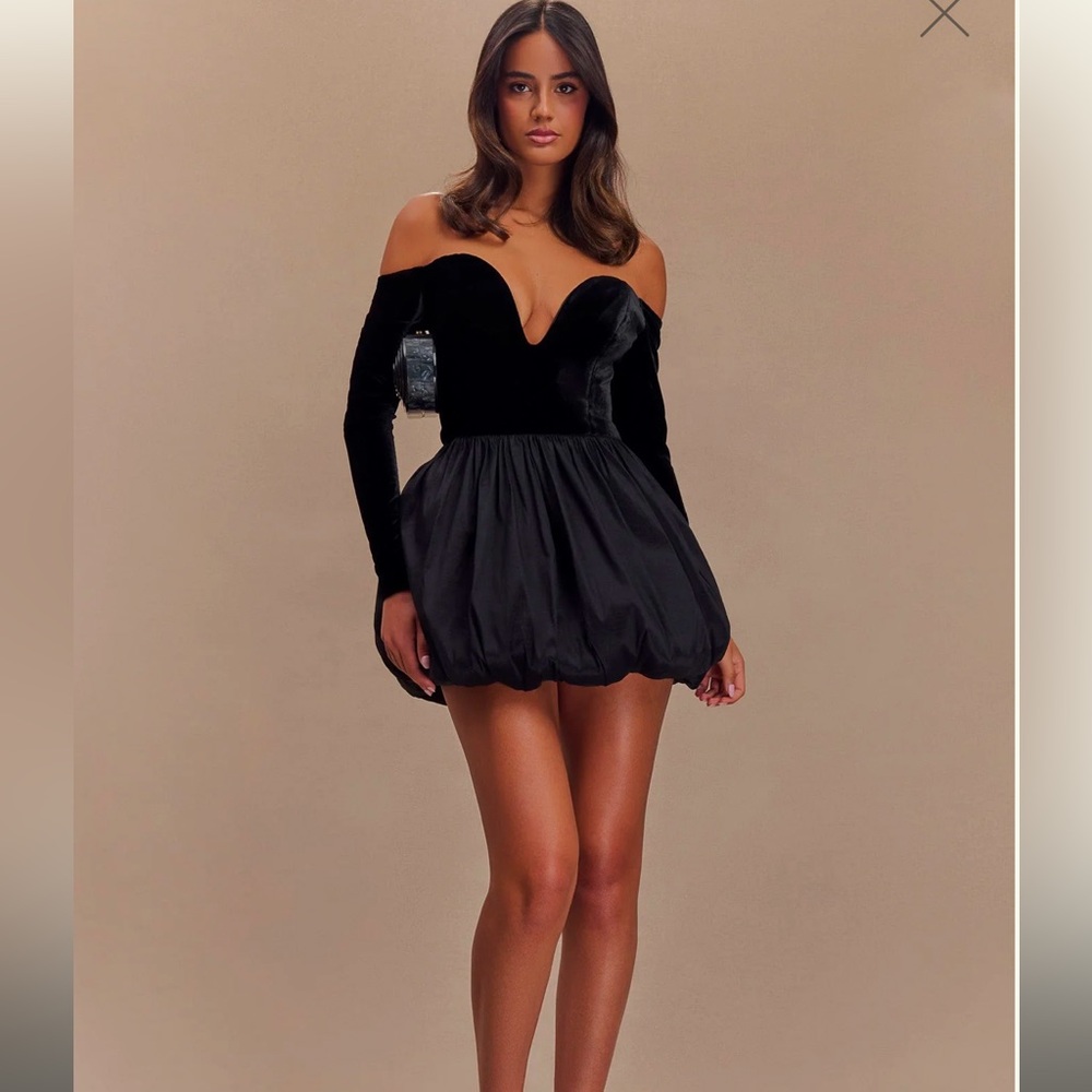 Meshki Off Shoulder Velvet mini dress- Medium